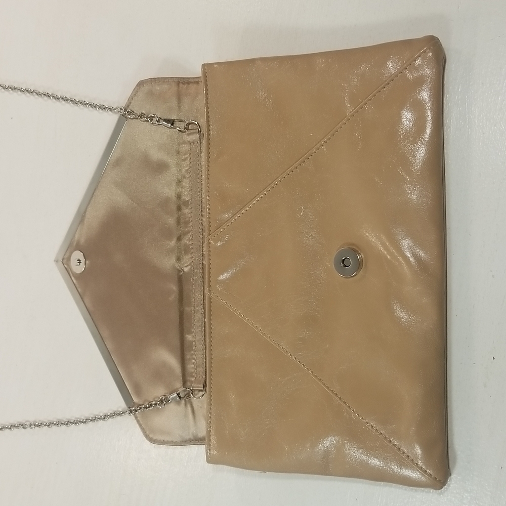 INC Lilly Beige Faux Leather Gold Chain Clutch Shoulder Bag - Picture 10 of 13